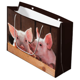 Bolsa De Regalo Grande Fotografía animal de lechones rosados