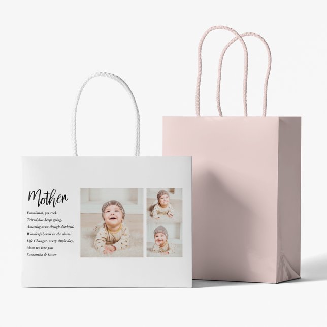 Bolsa De Regalo Grande Fotografía colectiva y mejor cita de la madre, reg (Subido por el creador)