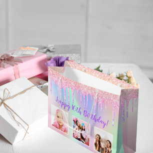 Bolsa De Regalo Grande Fotografía de la foto del personalizado purpurina