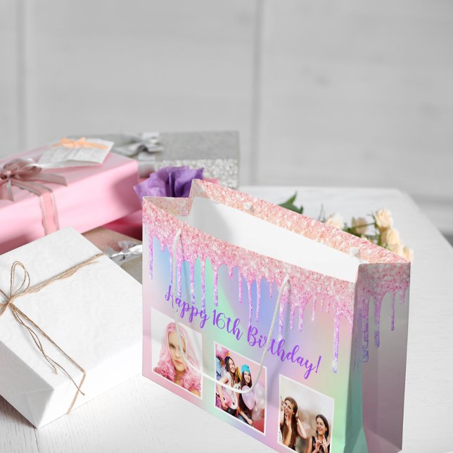 Bolsa De Regalo Grande Fotografía de la foto del personalizado purpurina  (Subido por el creador)