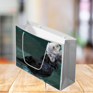 Bolsa De Regalo Grande Fotografía de las nutrias del mar de baño