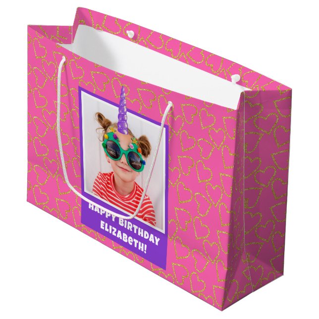 Bolsa De Regalo Grande Fotografía infantil personalizada Cumpleaños Unico (Angulo Anverso)