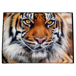 Bolsa De Regalo Grande Fotografía masculina de la pintura del tigre
