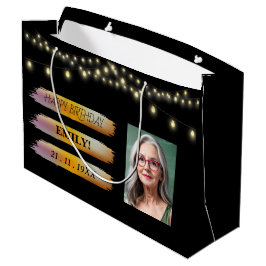 Bolsa De Regalo Grande Fotos de cumpleaños elegante Fiesta blanco negro