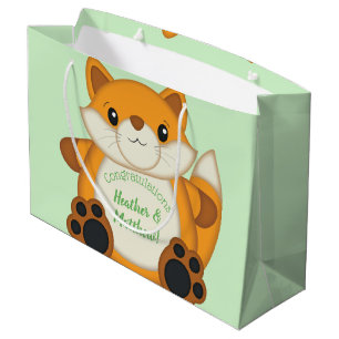 Bolsa De Regalo Grande Fox Baby Shower Green