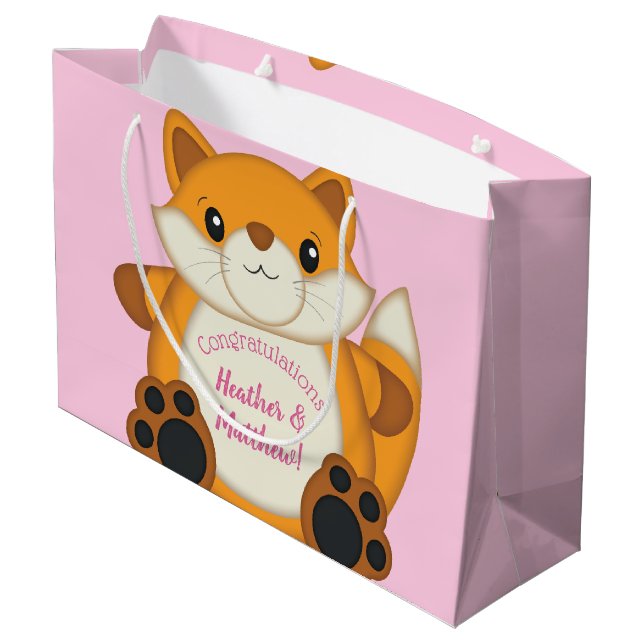 Bolsa De Regalo Grande Fox Baby Shower Pink (Angulo reverso)
