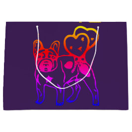 Bolsa De Regalo Grande Französische Bulldogge Neon Herz French Bulldog
