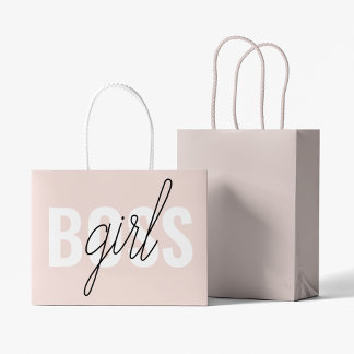 Bolsa De Regalo Grande Frase del jefe del Chica rosado Pastel moderno