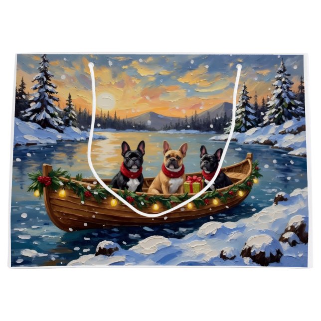 Bolsa De Regalo Grande French Bulldog Christmas Boat Holiday (Anverso)