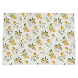 Bolsa De Regalo Grande French Country Lemon Pattern Gift Bag