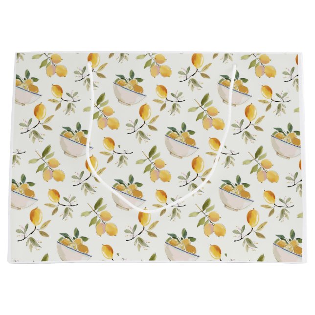 Bolsa De Regalo Grande French Country Lemon Pattern Gift Bag (Anverso)