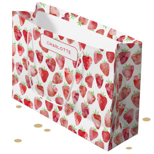 Bolsa De Regalo Grande Fresa acuarela personalizada