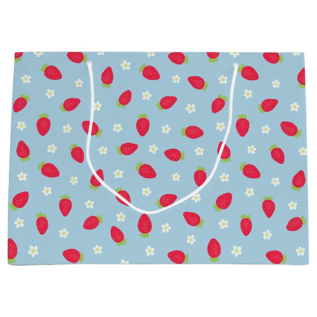 Bolsa De Regalo Grande Fresas Azules de Verano (Anverso)