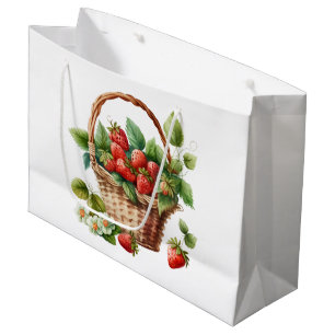 Bolsa De Regalo Grande Fresas frescas en una canasta de mimbre