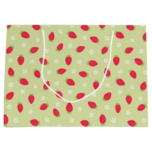 Bolsa De Regalo Grande Fresas Verdes de Verano (Anverso)