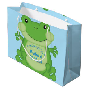 Bolsa De Regalo Grande Frog Baby Shower Blue