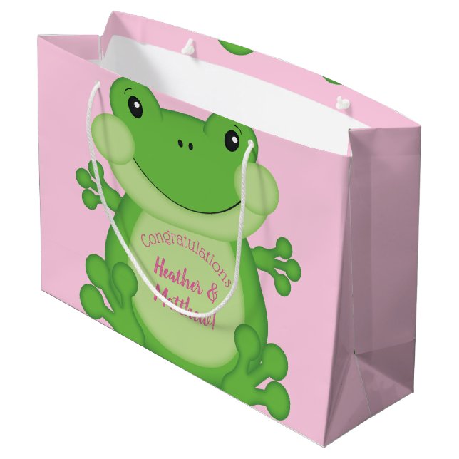 Bolsa De Regalo Grande Frog Baby Shower Pink (Angulo reverso)