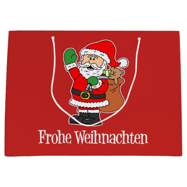 Bolsa De Regalo Grande Frohe Weihnachten Santa German Feliz Navidad (Anverso)