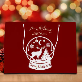 Bolsa De Regalo Grande From Santa With Love Snow Globe Deer