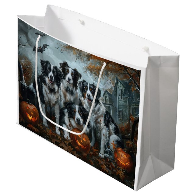 Bolsa De Regalo Grande Frontera Collie Halloween Noche Doggy Delight (Angulo Anverso)