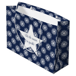 Bolsa De Regalo Grande Frosty Snowflake Design on a Midnight Blue Sky