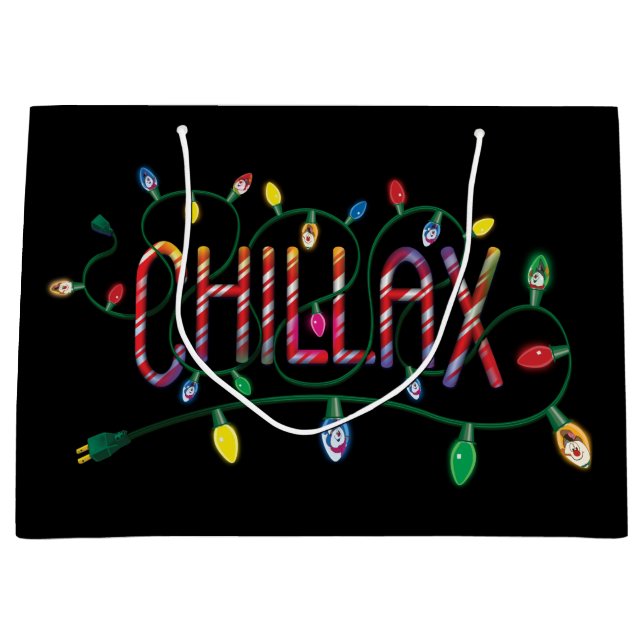 Bolsa De Regalo Grande Frosty the Snowman™ | Luces navideñas "Chillax" (Anverso)