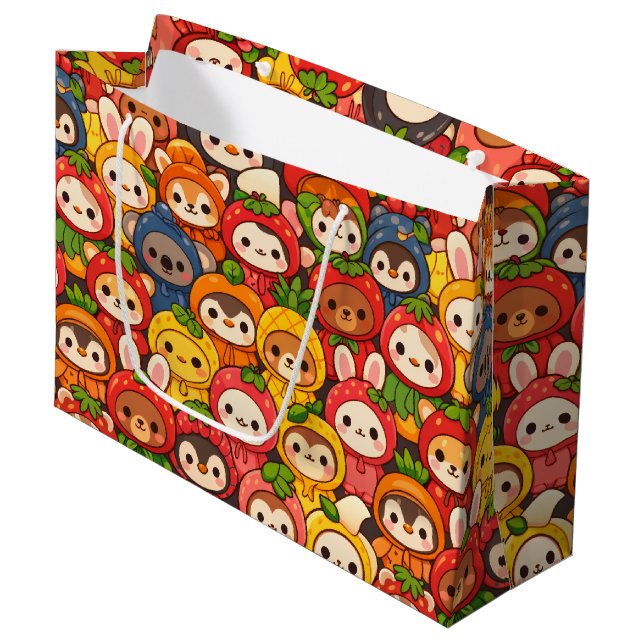Bolsa De Regalo Grande Fruit Friends Parade | Cute Animal Chibi (Angulo Anverso)