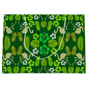 Bolsa De Regalo Grande Fruta tropical floral verde con estampado
