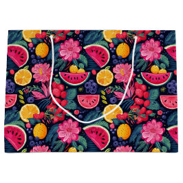 Bolsa De Regalo Grande Frutas y flores tropicales