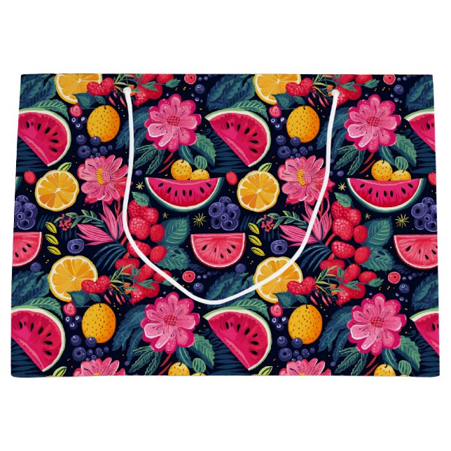 Bolsa De Regalo Grande Frutas y flores tropicales (Anverso)