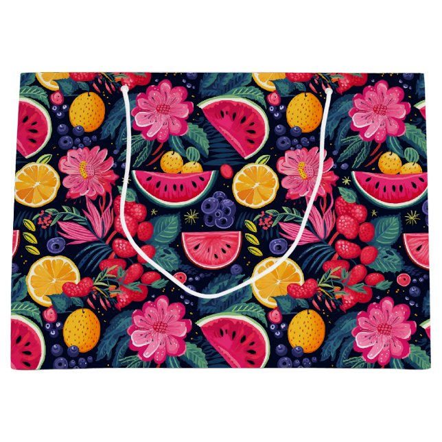 Bolsa De Regalo Grande Frutas y flores tropicales (Anverso)