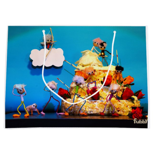 Bolsa De Regalo Grande Fubby bruiloft met cupido die voor liefde zorgt. (Anverso)