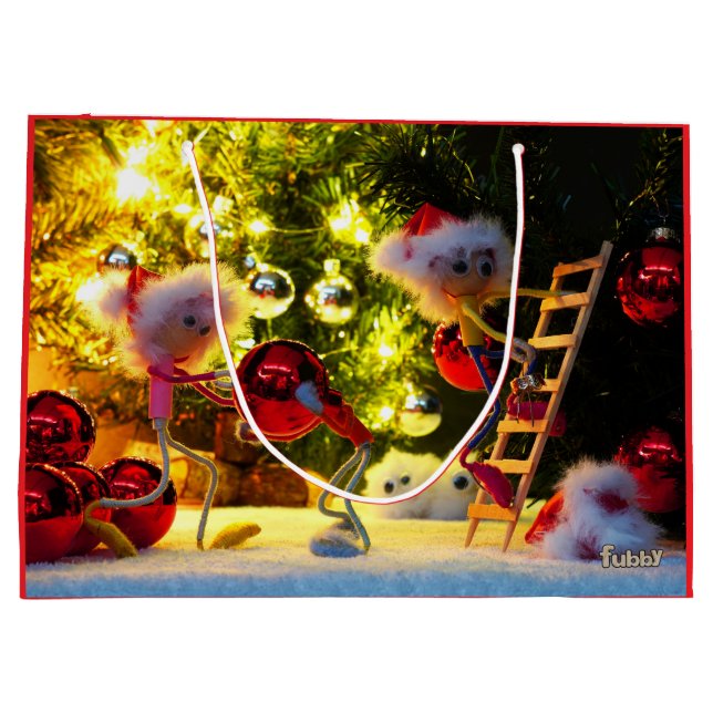 Bolsa De Regalo Grande Fubby Kerstkoor met humoristisch detail. (Reverso)