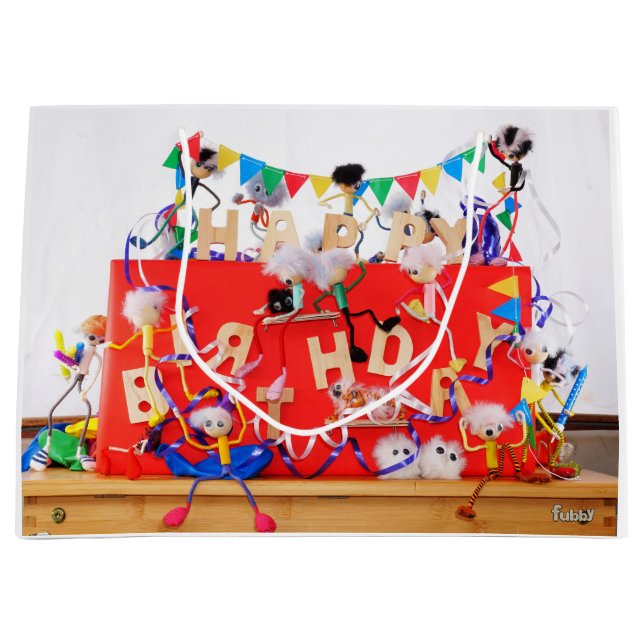 Bolsa De Regalo Grande Fubby's die feest vieren voor verjaardag. (Anverso)
