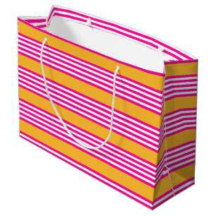 Bolsa De Regalo Grande Fuchsia y amarillo cinco rayas
