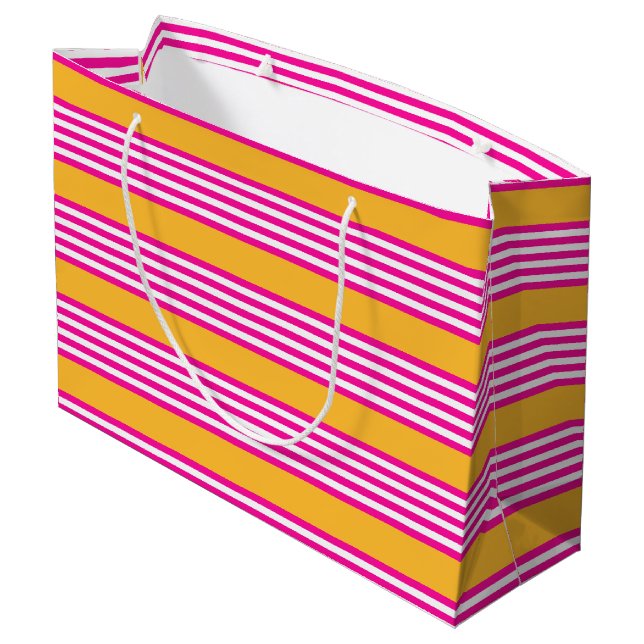 Bolsa De Regalo Grande Fuchsia y amarillo cinco rayas (Angulo reverso)