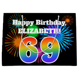 Bolsa De Regalo Grande Fuegos artificiales divertidos + Patrón Arcoiris "