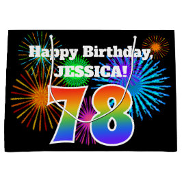 Bolsa De Regalo Grande Fuegos artificiales divertidos + Patrón Arcoiris "