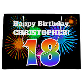 Bolsa De Regalo Grande Fuegos artificiales divertidos + Patrón Arcoiris "