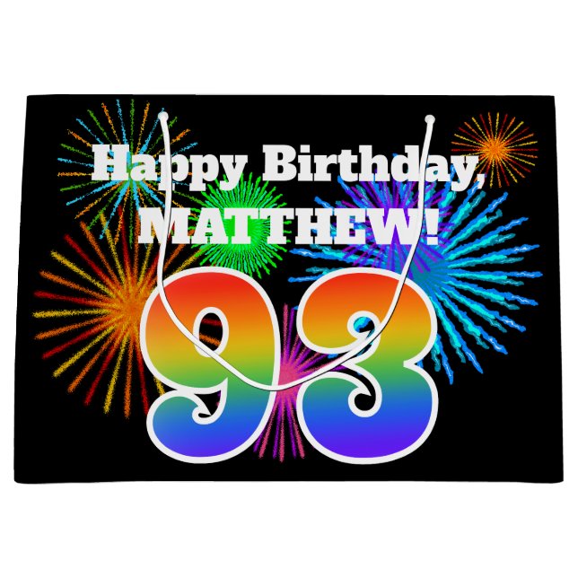 Bolsa De Regalo Grande Fuegos artificiales divertidos + Patrón Arcoiris " (Anverso)