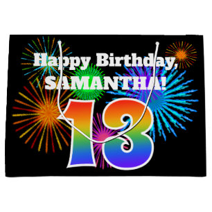 Bolsa De Regalo Grande Fuegos artificiales divertidos + Patrón Arcoiris "