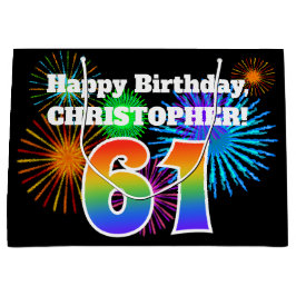 Bolsa De Regalo Grande Fuegos artificiales divertidos + Patrón Arcoiris "