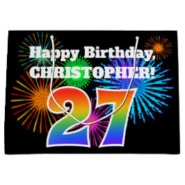 Bolsa De Regalo Grande Fuegos artificiales divertidos + Patrón Arcoiris "