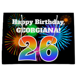 Bolsa De Regalo Grande Fuegos artificiales divertidos + Patrón Arcoiris "