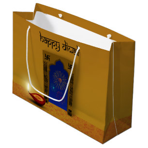 Bolsa De Regalo Grande Fuegos artificiales felices festivos de Diwali -