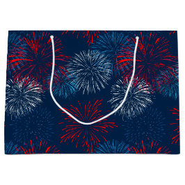 Bolsa De Regalo Grande Fuegos artificiales rojos azules y blancos