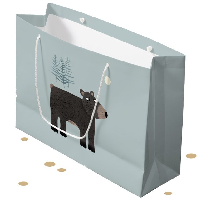Bolsa De Regalo Grande Fun Bear Woodland (Bear, trees and moon gift bag)