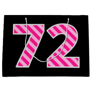 Bolsa De Regalo Grande Fun Pink Striped "72"; Feliz 72 cumpleaños; Nombre