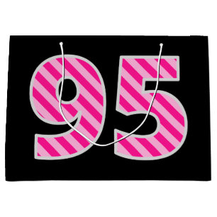 Bolsa De Regalo Grande Fun Pink Striped "95"; Feliz cumpleaños 95; Nombre