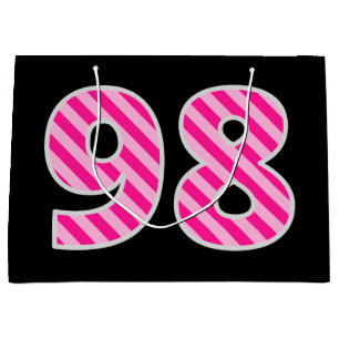 Bolsa De Regalo Grande Fun Pink Striped "98"; Feliz cumpleaños 98; Nombre
